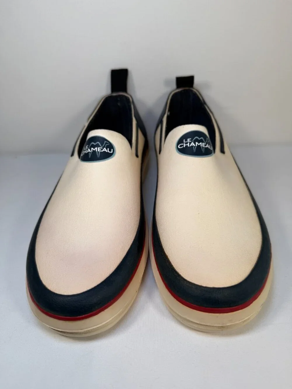 Vintage LE CHAMEAU Beige Rubber Boat Deck Shoes Womens 39 US 8-8.5